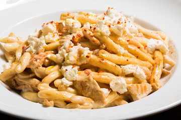 Pasta with pork and cheese