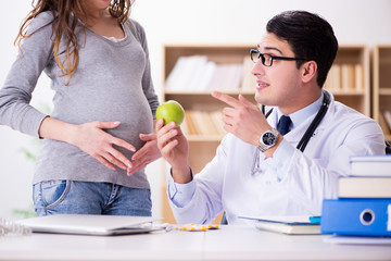 Pregnant woman visiting doctor for consultation