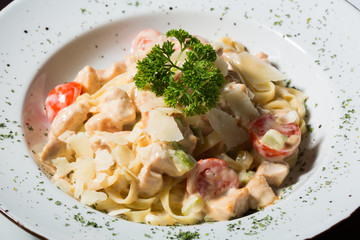 Pasta with meat and parmesan