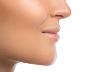 Obraz premium Kobiece usta na białym tle