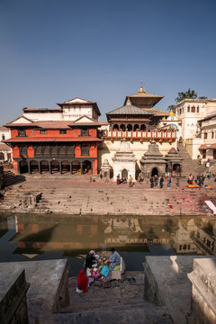 Sadhu or monks are sitting in Pashupainath temple in Kathmandu Nepal