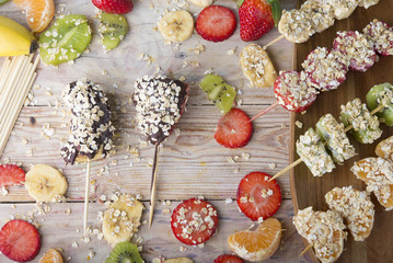 Skewer of fruits Ice cream