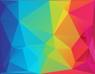 Abstract polygon spectrum background-Differently sized triangular shape in full color spectrum
