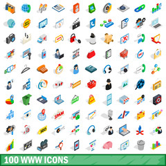 100 www icons set, isometric 3d style