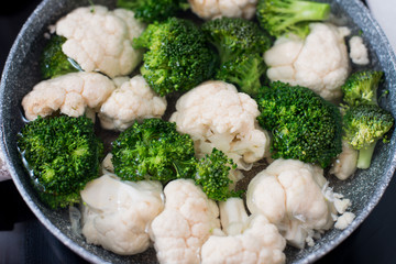 cooked broccoli and cauliflower