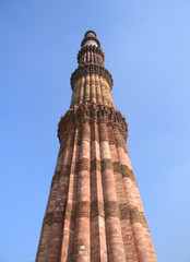 The Qutb Minar tower monument in New Delhi, India