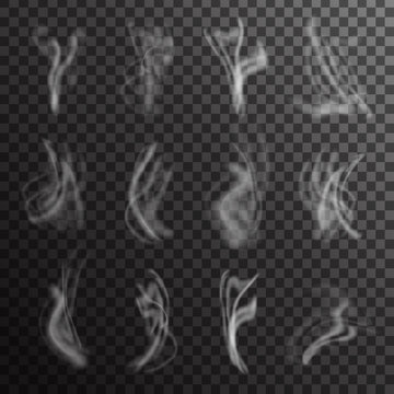 Vector realistic smoke effects on the transparent background.