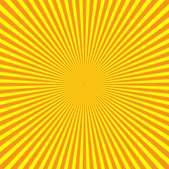 Fototapeta premium Yellow-orange rays of light in radial arrangement. Sunshine beams theme. Abstract background pattern. Vector illustration.