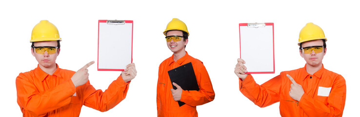 Industrial worker isolated on the white background