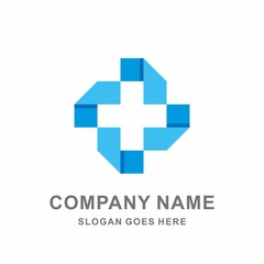 Obraz premium Medical Pharmacy Geometric Cross Square Origami Hospital Clinic Business Company Stock Vector Logo Design Template 