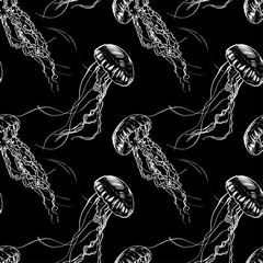 Obraz premium Vector illustration jellyfish. Painted by hand.