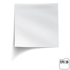 White sticky note isolated on White background. Vector illustration note for your design.