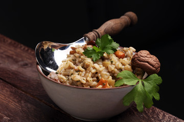risotto with mushrooms, fresh herbs and parmesan cheese.