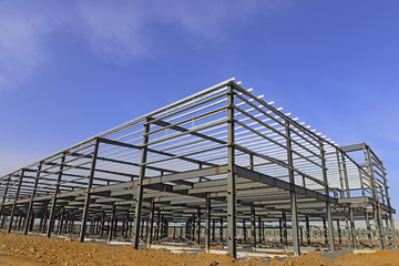 Obraz premium Steel structure workshop is under construction