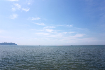 Sea and blue sky background.