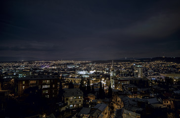 Naklejka premium Night view of old town of Tbilisi. Tiflis is the largest city of Georgia, lying on the banks of Mtkvari River