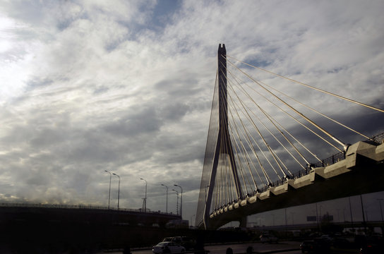 View of bridge over the road in Baku Capital of Azerbaijan