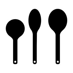 Set of spoon silhouette isolated on white background