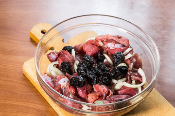 Pickled meat with prunes