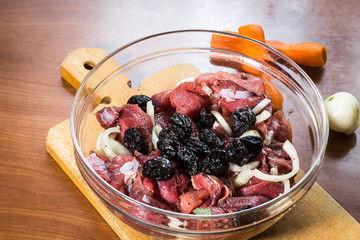 Pickled meat with prunes