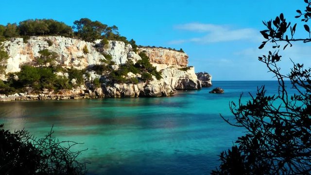 Menorca, Cala Macarella, path along the coast offering fantastic views of the  bay