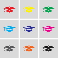 Graduation cap icon stock vector illustration flat design