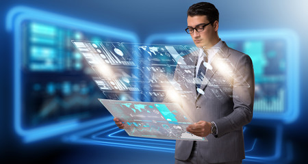 Businessman in big data management concept