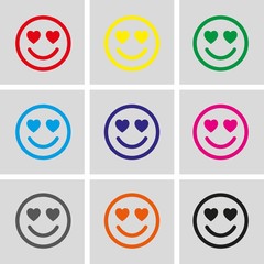 smile with hearts of love icon stock vector illustration flat design