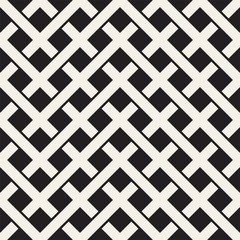 Weave Seamless Pattern. Stylish Repeating Texture. Black and White Geometric Vector Illustration.