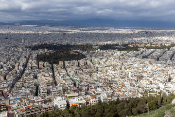Amazing view of the city of Athens from Lycabettus hill, Attica, Greece