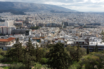 Amazing view of the city of Athens from Lycabettus hill, Attica, Greece