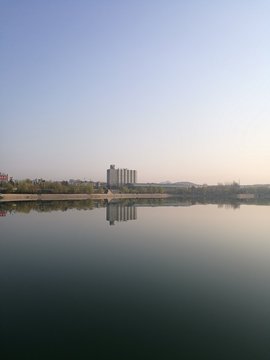 lake and high-rise building 