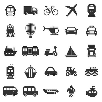 Transportation icons on white background