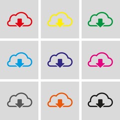Obraz premium cloud download icon stock vector illustration flat design