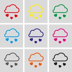 from the cloud falling hearts icon stock vector illustration flat design