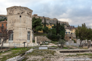 Fototapeta premium Sunset view of Roman Agora in Athens, Attica, Greece