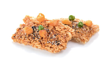 Thai Sweet Crispy Rice Cracker with Dried longan and peas