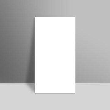 White Blank Stationary Near The Grey Wall With Shadow. Close Up Magazine, Book, Brochure, Flyer, A4 Letterhead, Folder, Leaflet, Booklet