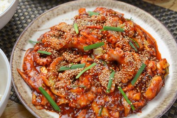 octopus stir fried with red paste