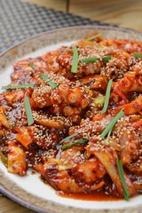 octopus stir fried with red paste