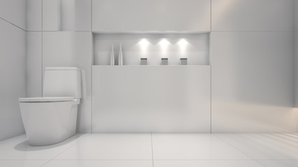 Fototapeta na wymiar White water closet , 3d rendering