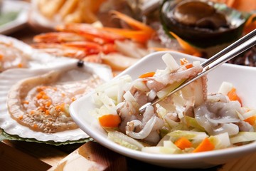 sannakji is  small octopus sashimi