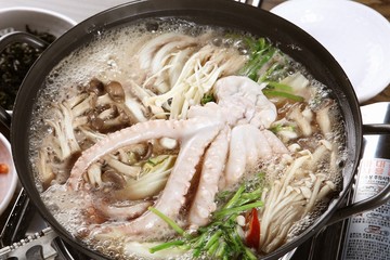Octopus Soup with various seafood. Korean name is 