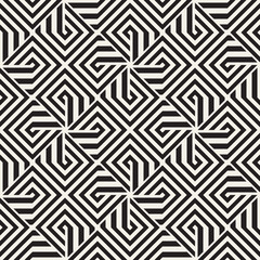 Repeating Geometric Stripes Tiling. Vector Seamless Monochrome Pattern