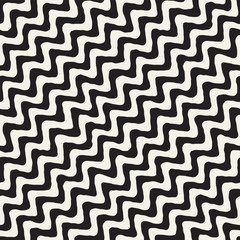 Seamless Wavy Hand Drawn Stripes Pattern. Repeating Vector Texture.