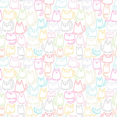 Seamless vector pattern with funny cats