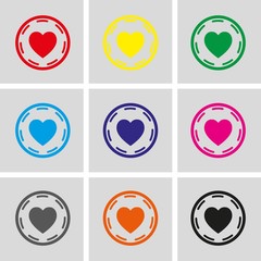 heart in circle icon stock vector illustration flat design