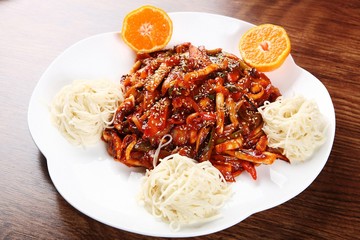 Stir-fried Squid with noodles