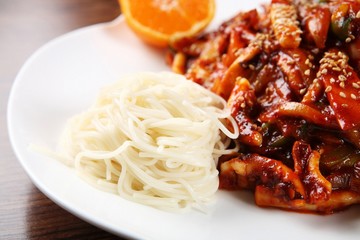 Stir-fried Squid with noodles