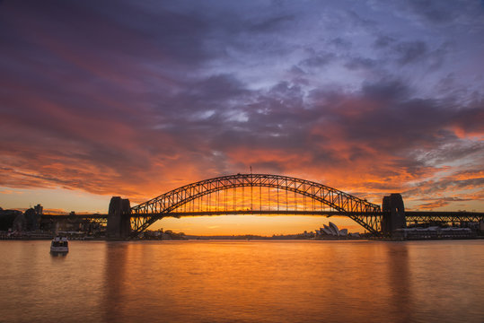 Fototapeta Sunrise from Sydney Harbor bridge.